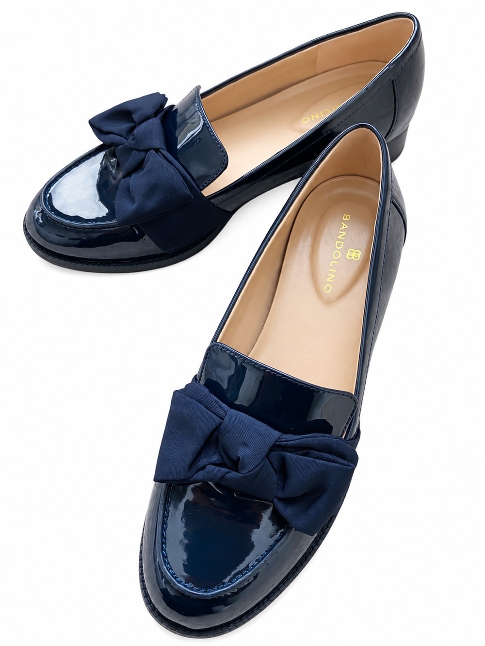Bandolino Navy Patent Bow Loafers Flats Size 6M